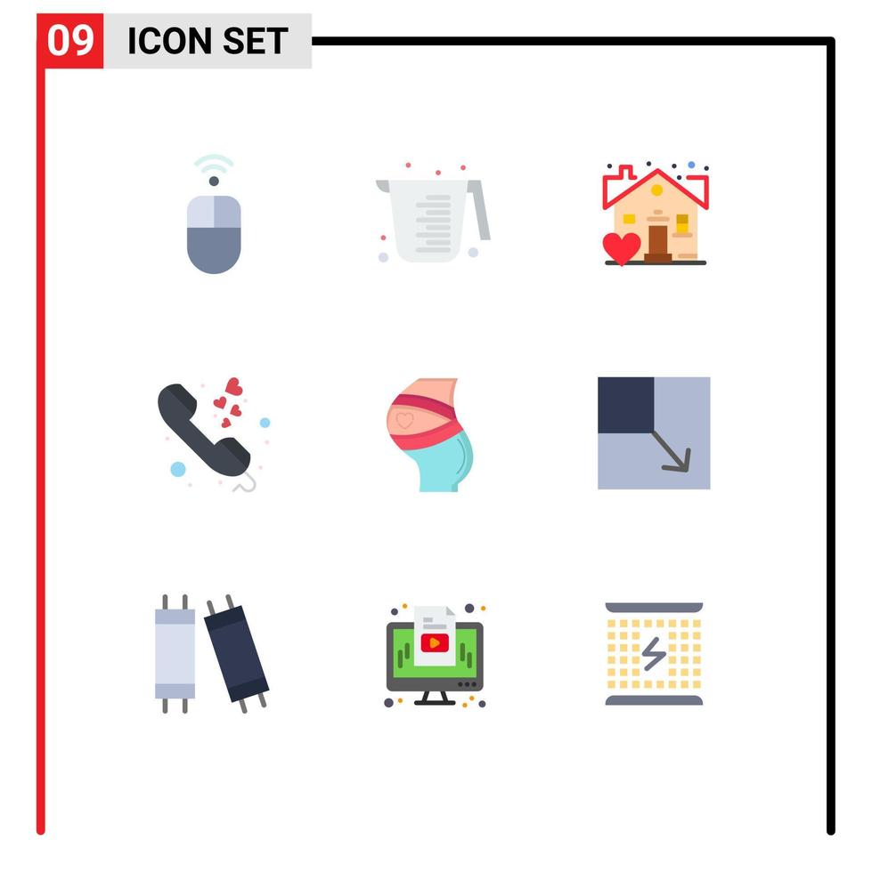 Stock Vector Icon Pack mit 9 Zeilenzeichen und Symbolen für Schwangerschaftsgürtel Nachlass Telefonanruf Kommunikation editierbare Vektordesign-Elemente