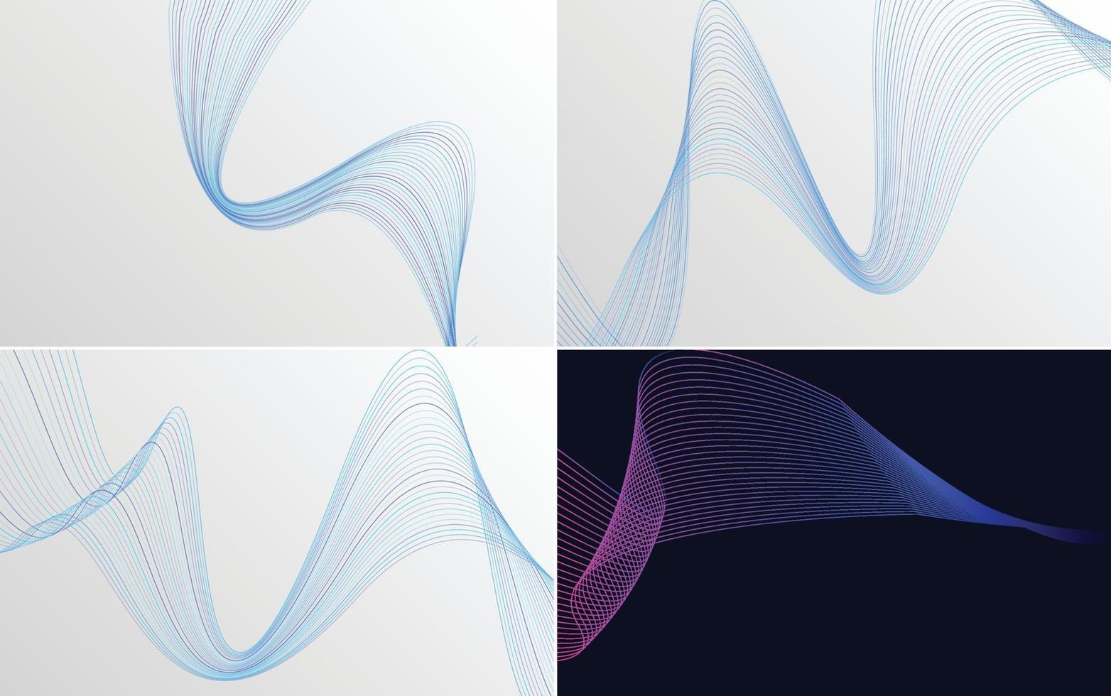 Satz von 4 geometrischen Wellenmuster Hintergrund abstrakte Wellenlinie vektor