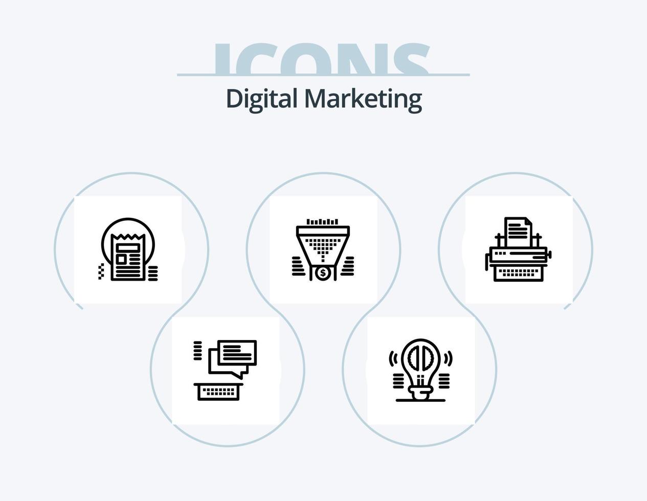 Digital Marketing Line Icon Pack 5 Icon-Design. Nachrichten. bloggen. Unterstützung. dokumentieren. Facebook vektor