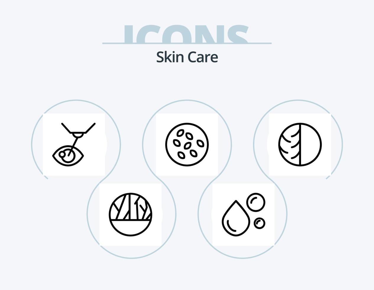 Skin-Line-Icon-Pack 5 Icon-Design. Haut. Haut. Dermatologie. trockene Haut. Hautarzt vektor