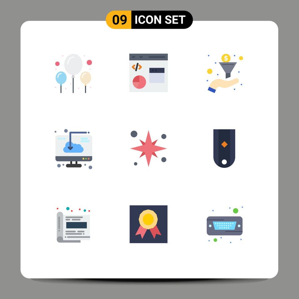 9 kreativ ikoner modern tecken och symboler av stjärna programvara filtrera installation dator redigerbar vektor design element