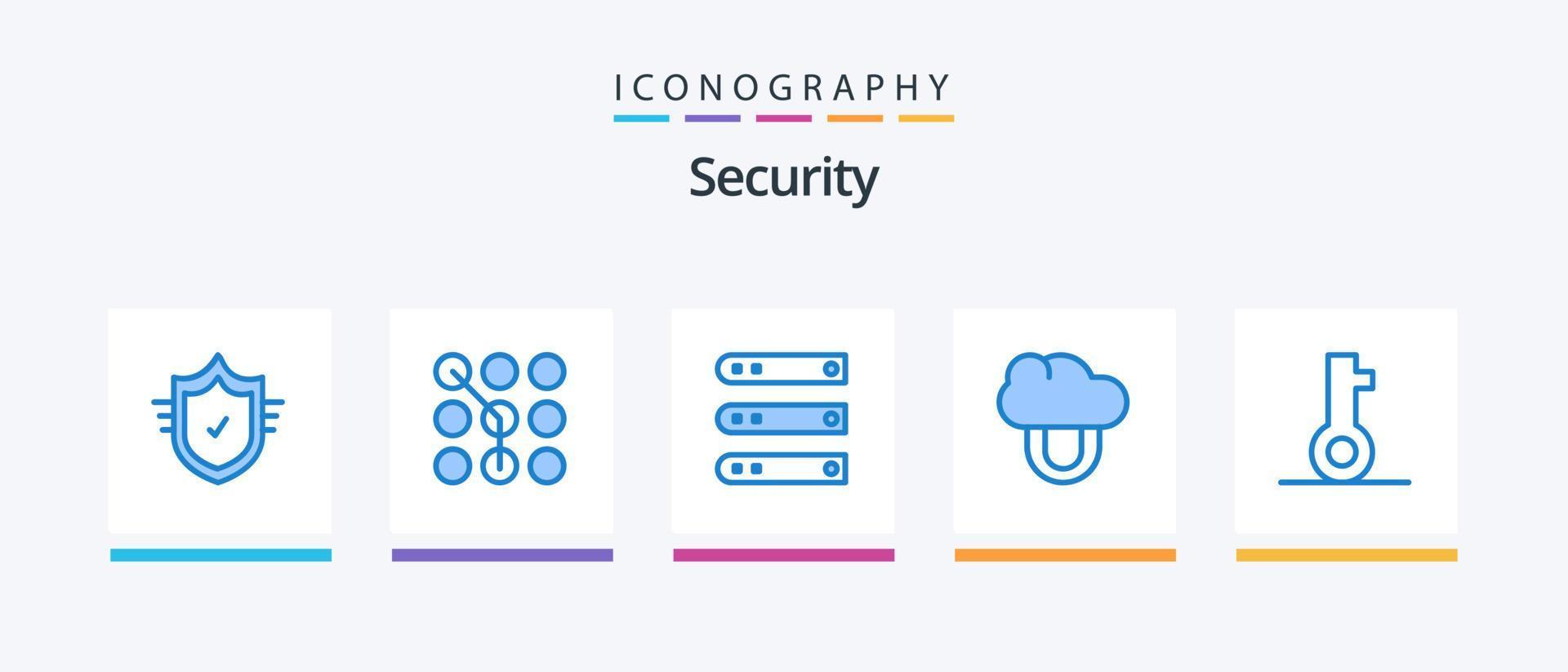 säkerhet blå 5 ikon packa Inklusive nyckel. privat. säkerhet. datoranvändning. nätverk. kreativ ikoner design vektor