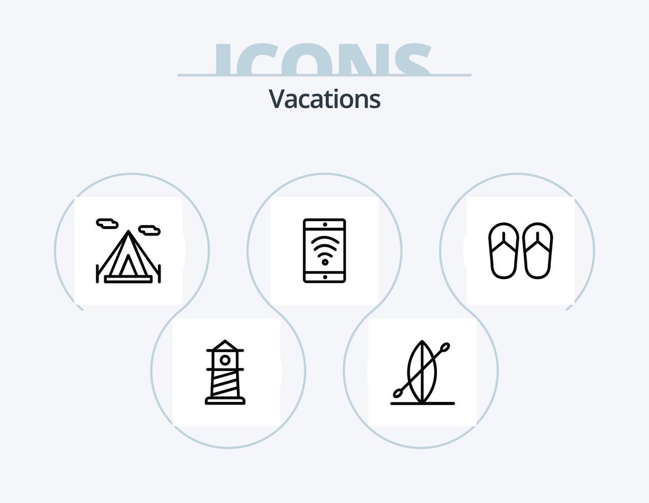 Urlaub Linie Icon Pack 5 Icon Design. Transport. Strand. Flasche. Seestern. Meer vektor