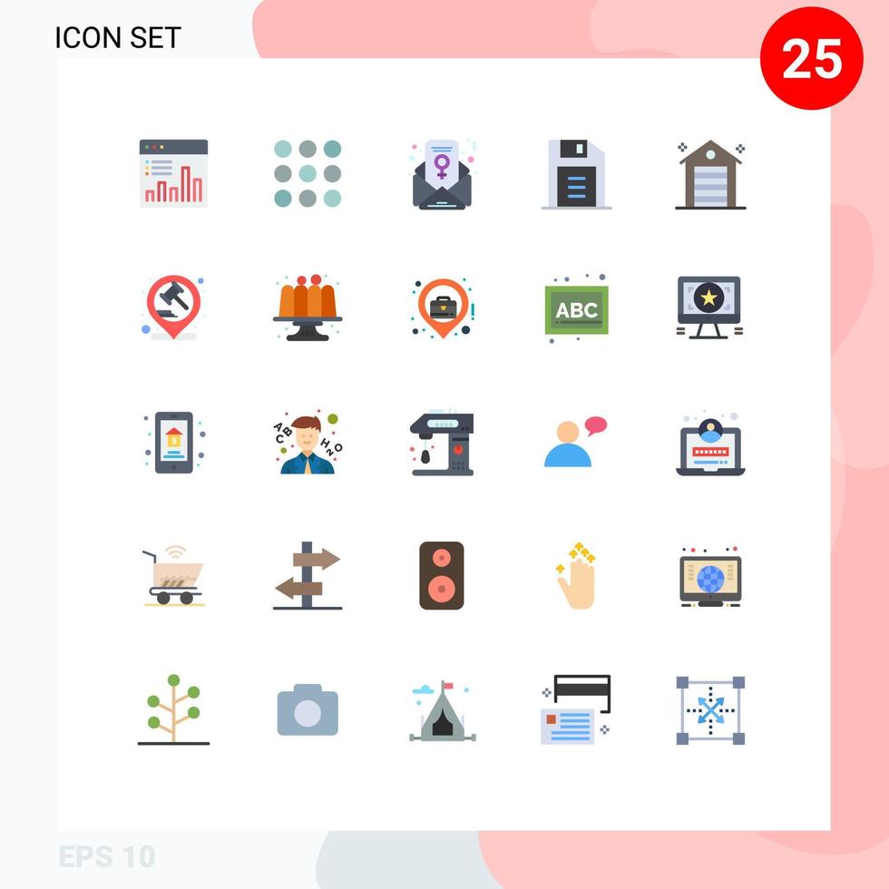 satz von 25 modernen ui symbolen symbole zeichen für immobilien feminismus chat gebäude büro editierbare vektordesignelemente vektor