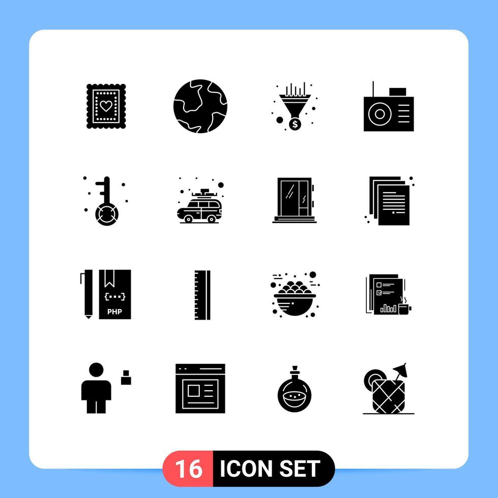 16 kreative Symbole moderne Zeichen und Symbole von Media Engine Discovery Radio SEO editierbare Vektordesign-Elemente vektor