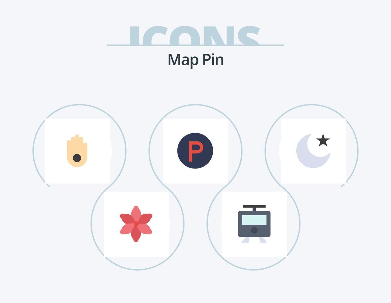 Karte Pin flach Icon Pack 5 Icon Design. . Nacht. Hand. Stern. Parken vektor