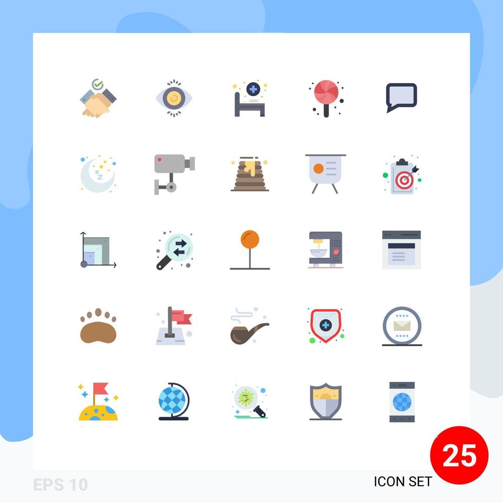 25 universelle flache Farben für Web- und mobile Anwendungen Schlafmond medizinischer Raum Nachricht Chat editierbare Vektordesign-Elemente vektor