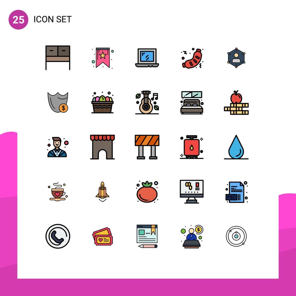 redigerbar vektor linje packa av 25 enkel fylld linje platt färger av människor kommunikation bärbar dator förbindelse skräp redigerbar vektor design element