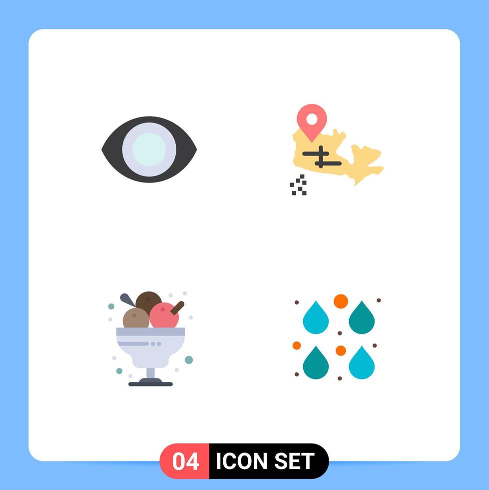 Benutzeroberflächenpaket mit 4 grundlegenden flachen Symbolen von bearbeitbaren Vektordesign-Elementen für Augenrestaurantkarten-Desserttropfen vektor