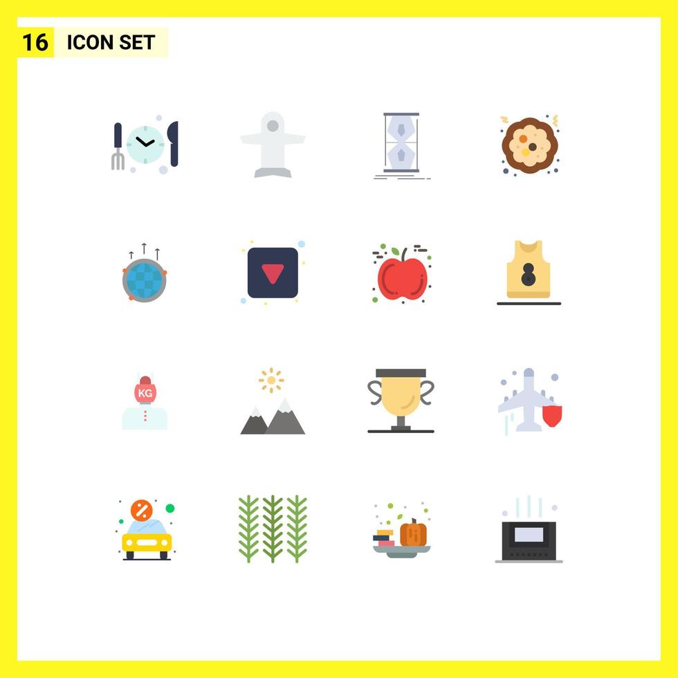 modernes Set von 16 flachen Farben Piktogramm von Business Pie Clock Food Cake editierbares Paket kreativer Vektordesign-Elemente vektor