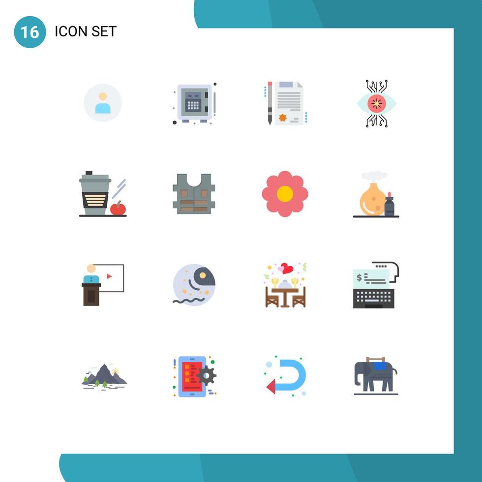 uppsättning av 16 modern ui ikoner symboler tecken för starbucks öga certifikat syn övervakning redigerbar packa av kreativ vektor design element