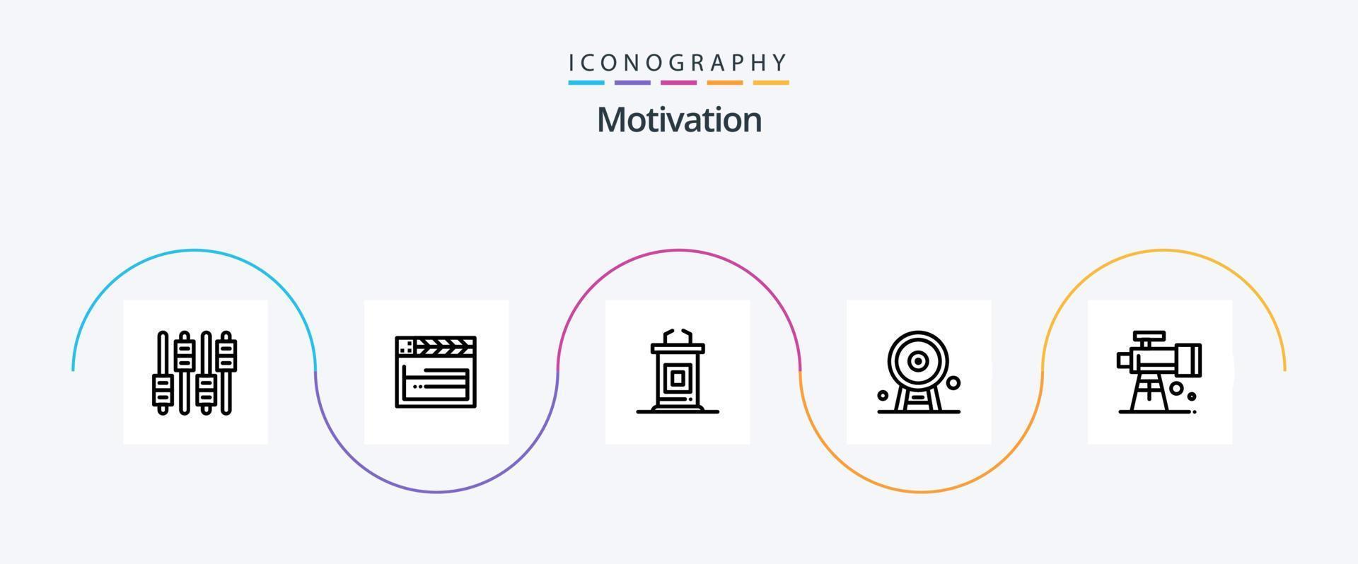 Motivationslinie 5 Icon Pack inklusive . Wahrzeichen. Schreibtisch. Riesenrad. die Architektur vektor