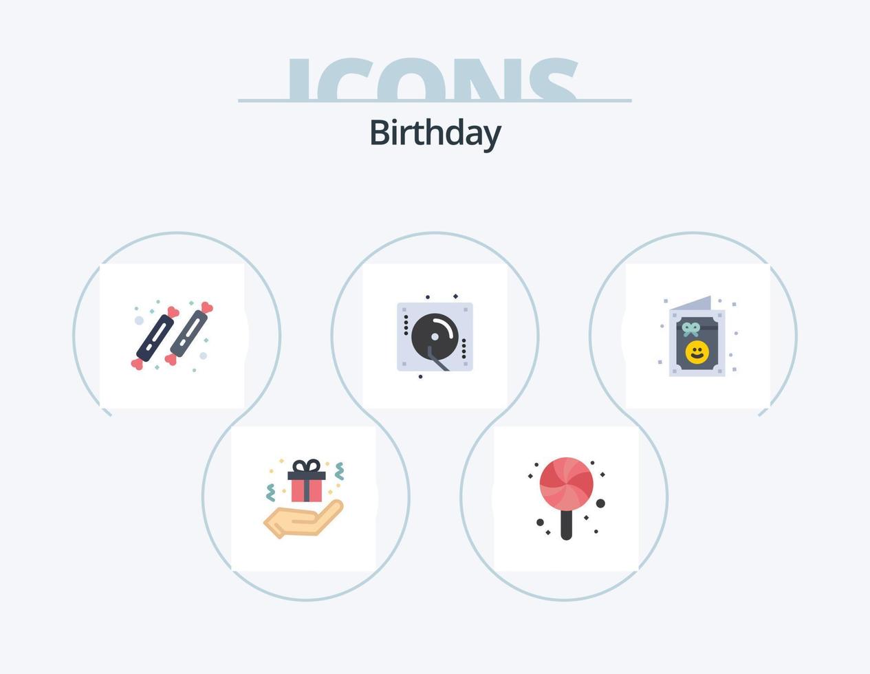 födelsedag platt ikon packa 5 ikon design. inbjudan. födelsedag. fest. fest. firande vektor