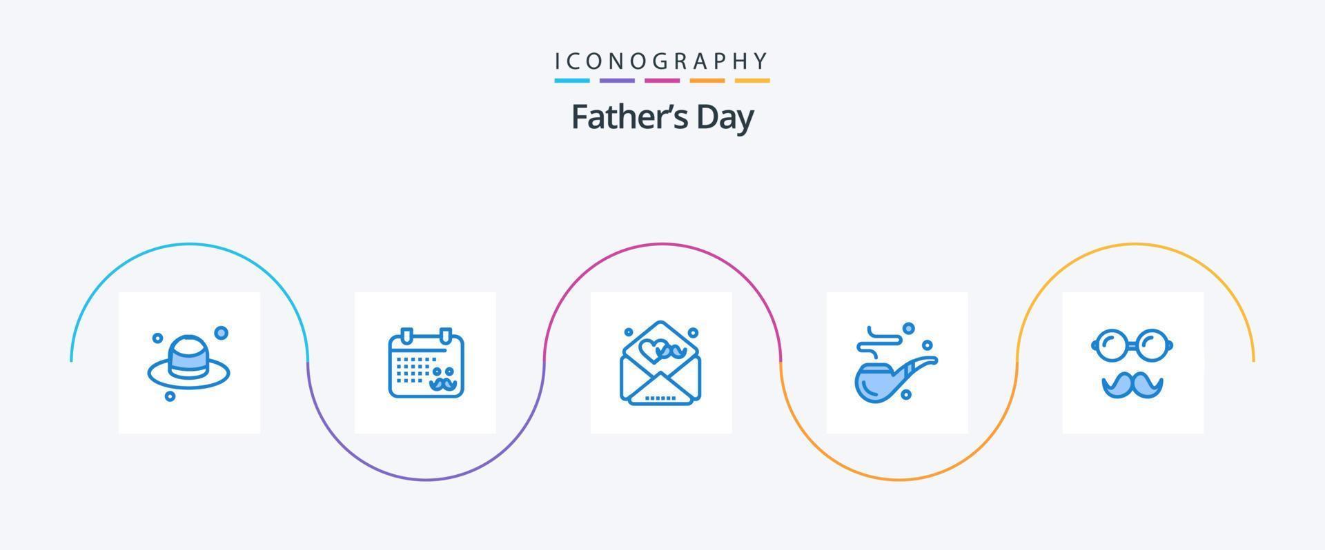 fäder dag blå 5 ikon packa Inklusive glasögon. avatar. fäder. fäder. rör vektor