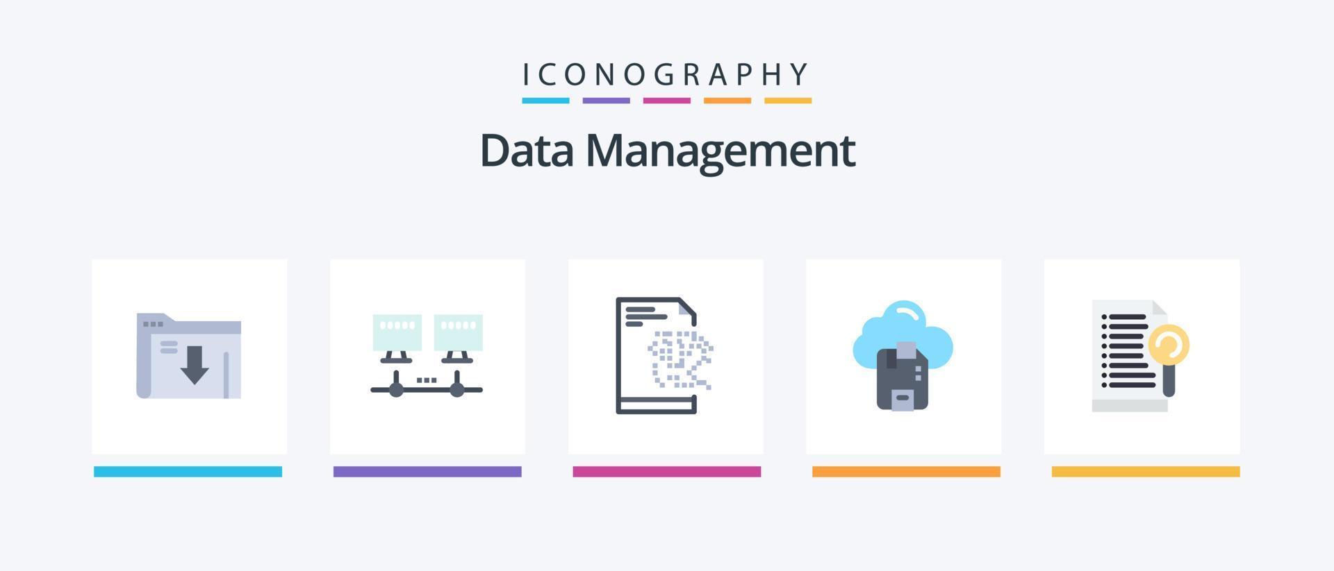 Datenmanagement Flat 5 Icon Pack inklusive Server. Datei. Server. dokumentieren. SD. kreatives Symboldesign vektor