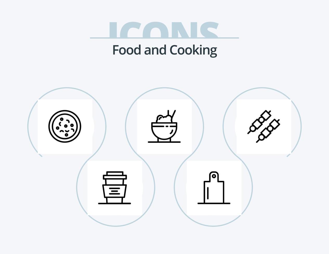 Lebensmittellinie Icon Pack 5 Icon Design. . Lebensmittel. . Gericht vektor