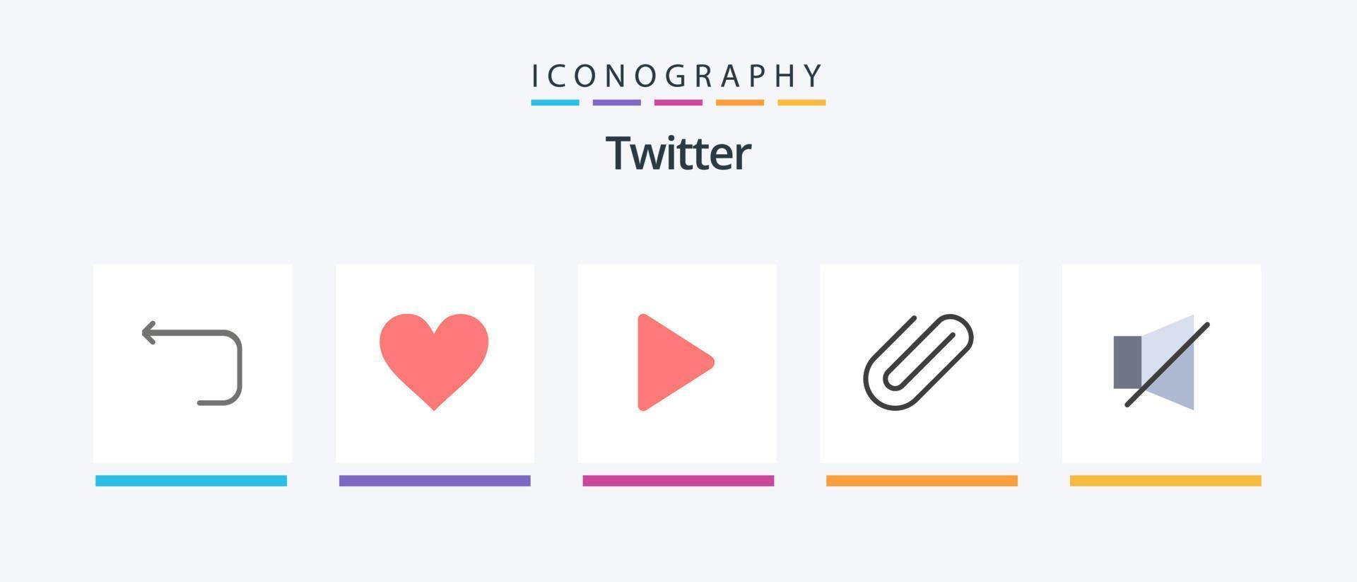 Twitter Flat 5 Icon Pack inklusive Silent. Glocke. abspielen. Papier. Bindemittel. kreatives Symboldesign vektor
