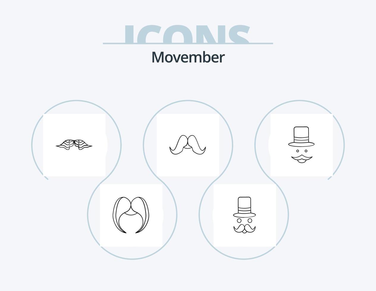 Movember linje ikon packa 5 ikon design. . manlig. vektor
