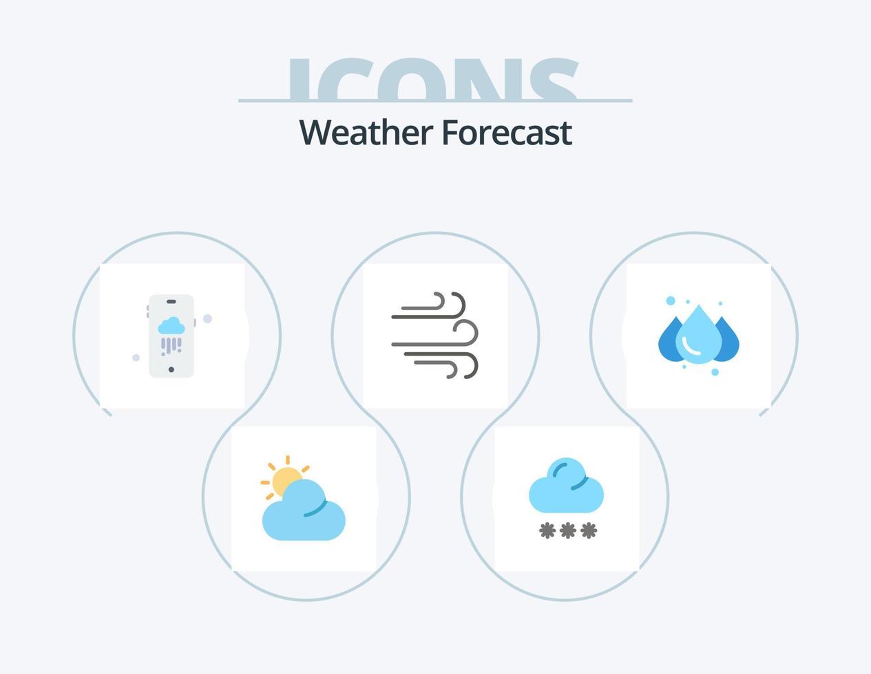 väder platt ikon packa 5 ikon design. . . regnig. väder. regn vektor