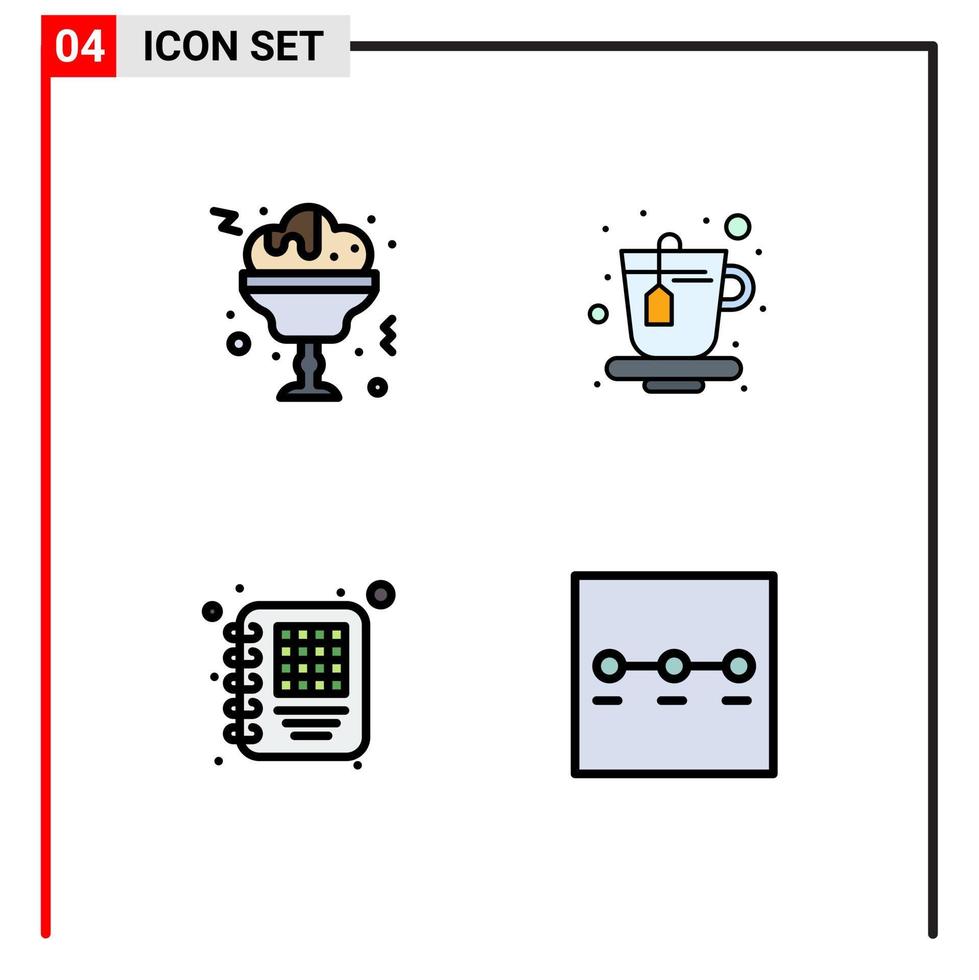 Stock Vector Icon Pack mit 4 Zeilen Zeichen und Symbolen für Wein Layout Cup Business Wizard editierbare Vektordesign-Elemente