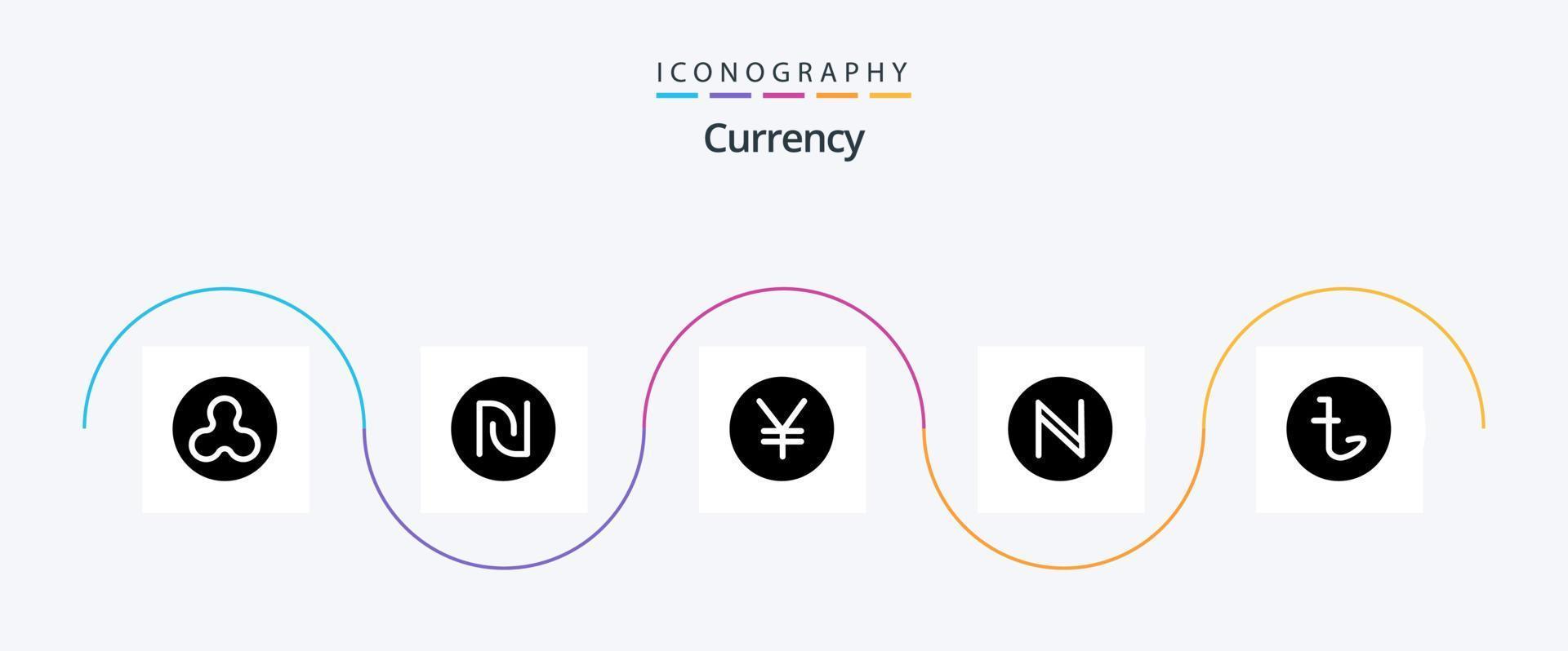 valuta glyf 5 ikon packa Inklusive . crypto . israeliska. blockchain . yuan vektor