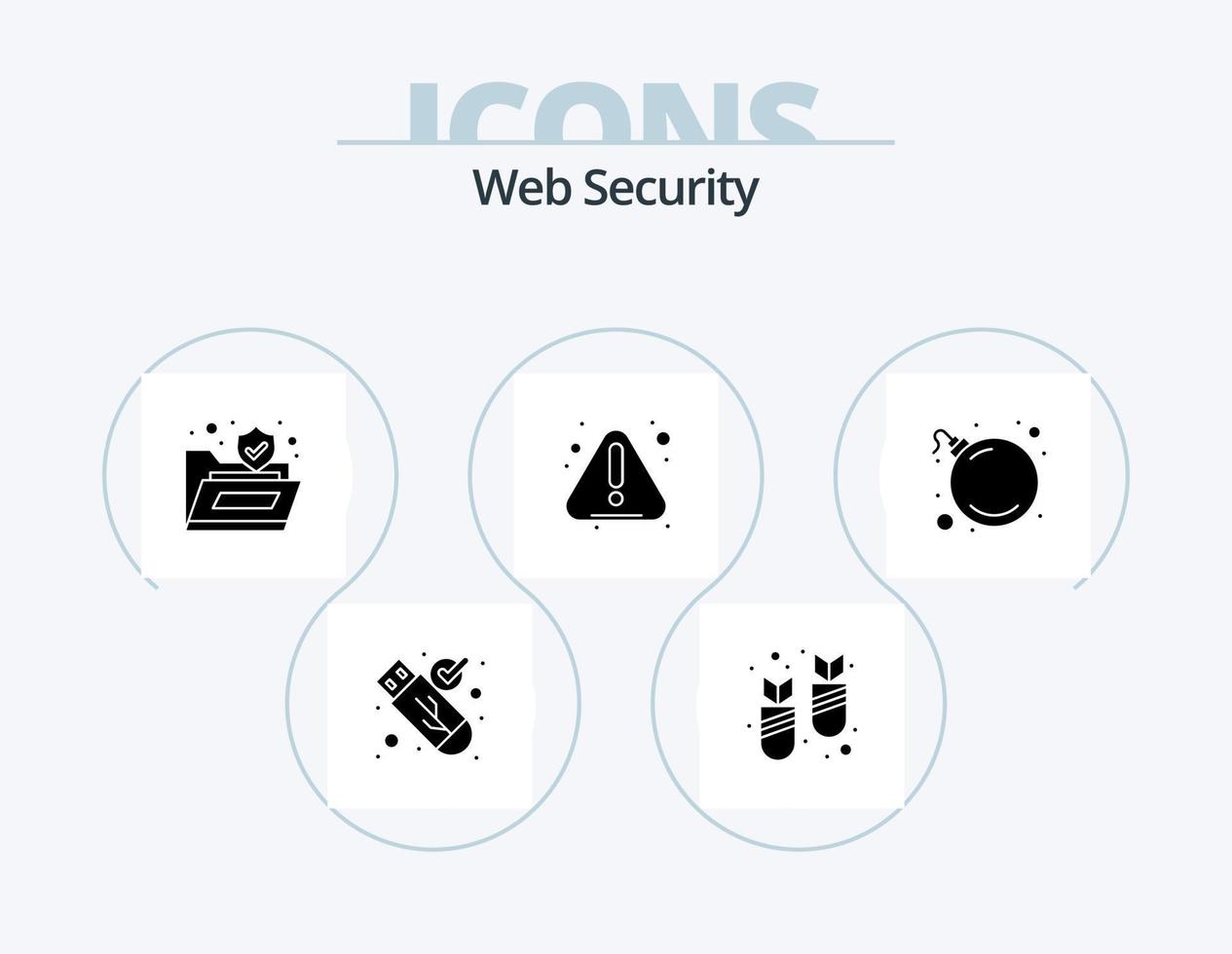 Web-Sicherheits-Glyphen-Icon-Pack 5-Icon-Design. Bedrohung. Warnung. Mappe. Notiz. Alarm vektor