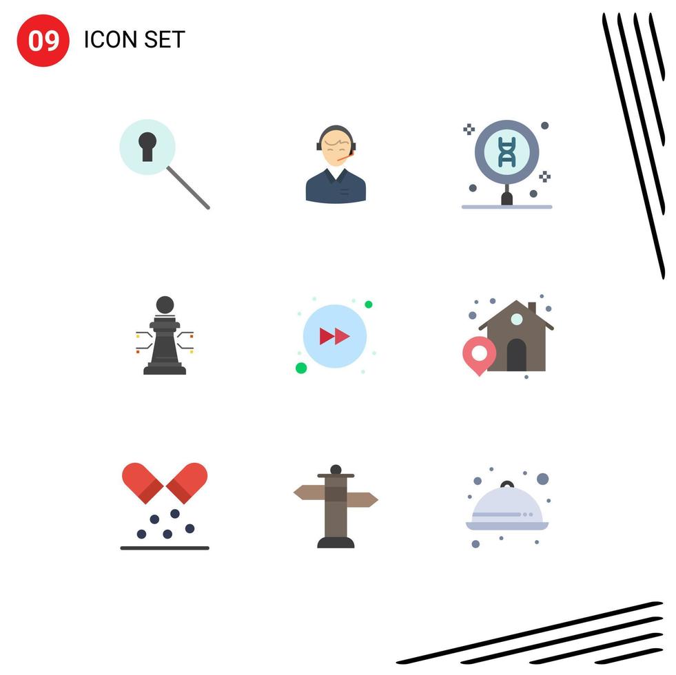 Stock Vector Icon Pack mit 9 Linienzeichen und Symbolen für Strategieschach Online-Beratersuche Labor editierbare Vektordesign-Elemente