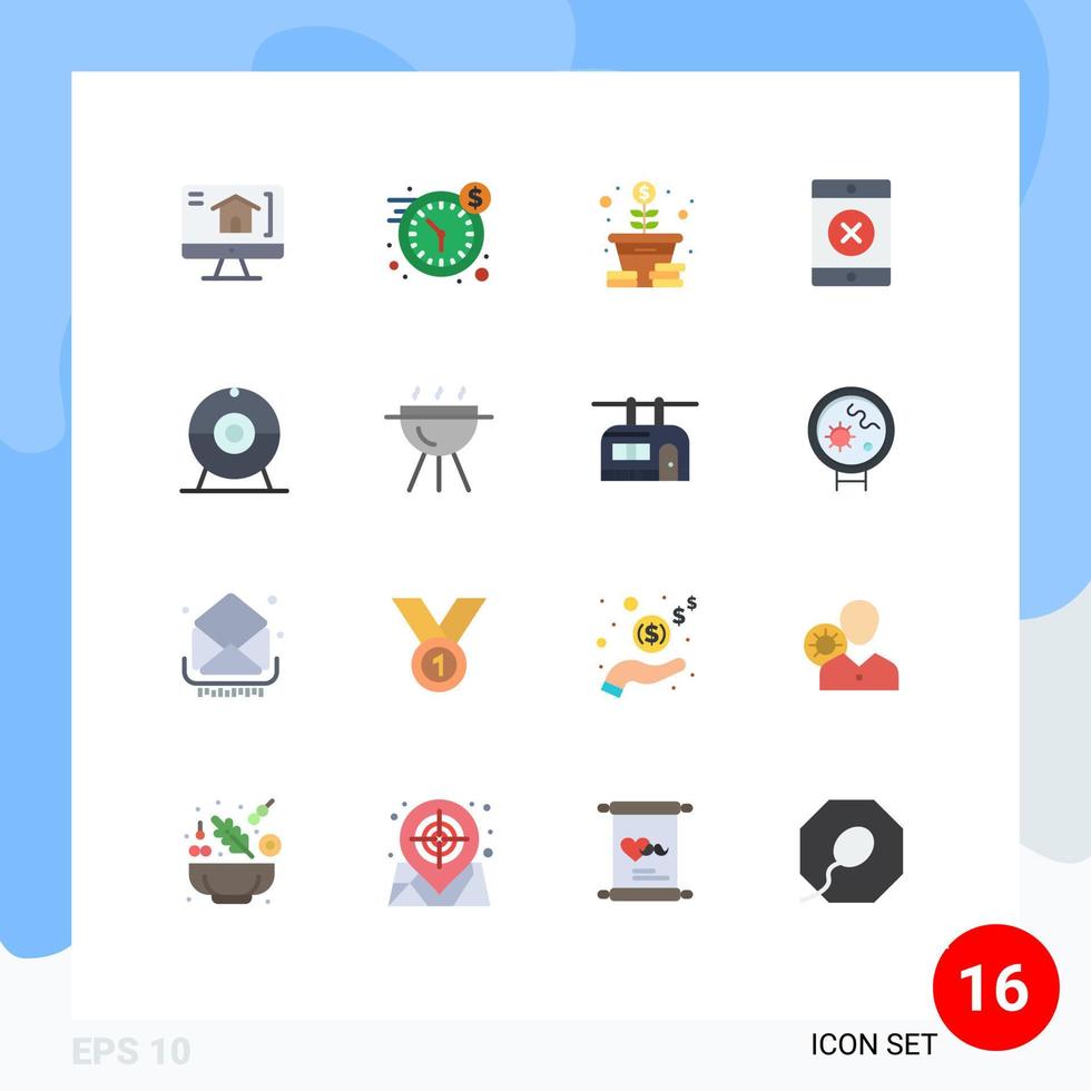 satz von 16 modernen ui-symbolen symbole zeichen für bbq-geräte geld kamera smartphone editierbares paket kreativer vektordesignelemente vektor