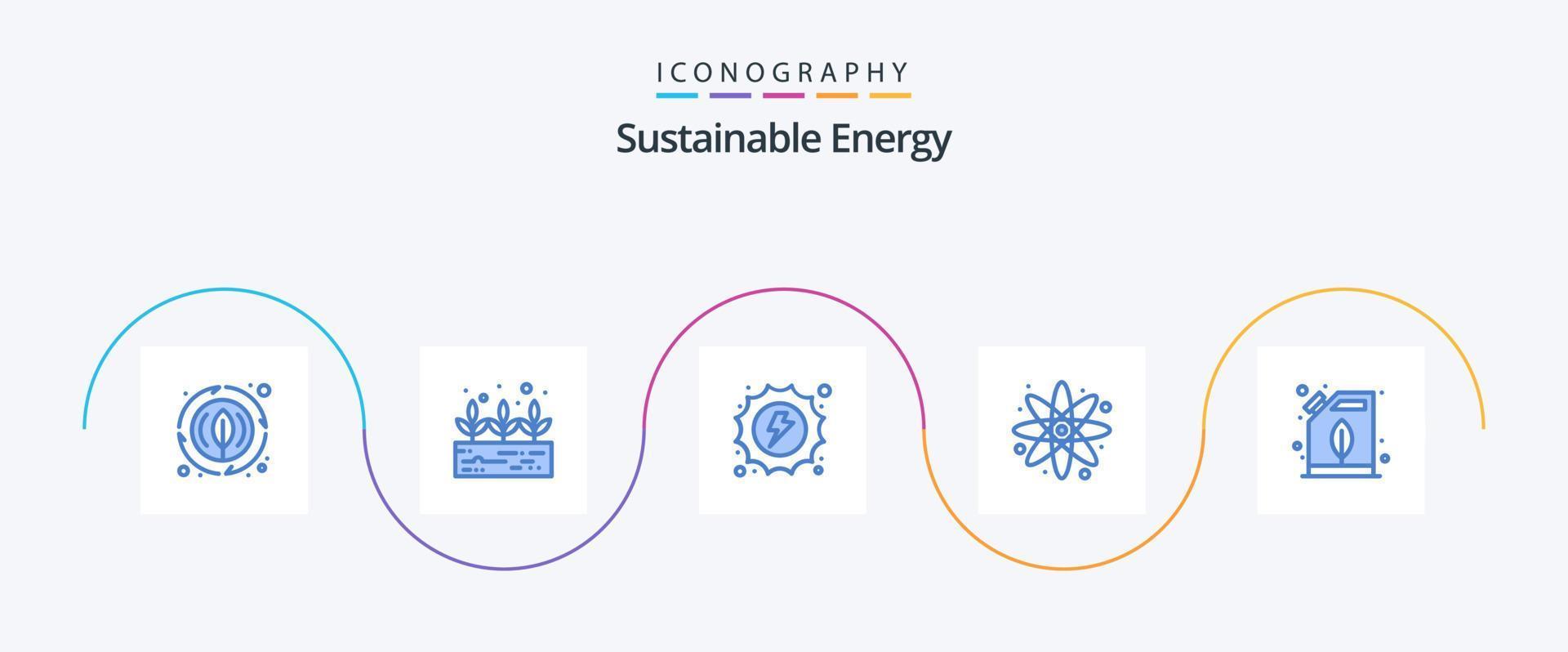 hållbar energi blå 5 ikon packa Inklusive . energi. hydro. elektrisk. vetenskap vektor