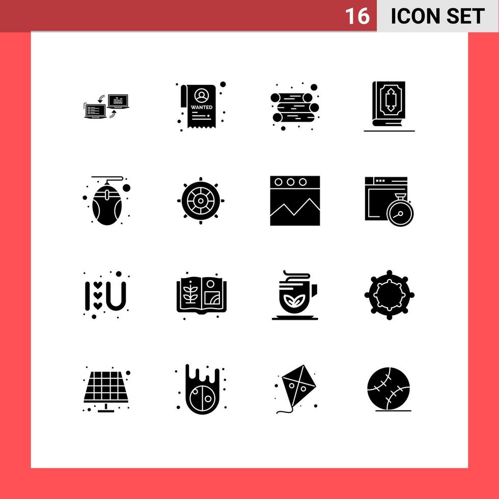 16 användare gränssnitt fast glyf packa av modern tecken och symboler av dator Ramadhan ville ha islam quran redigerbar vektor design element