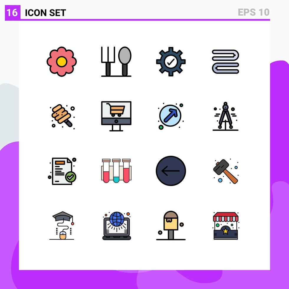 piktogram uppsättning av 16 enkel platt Färg fylld rader av e-handel godis bock ljuv mat redigerbar kreativ vektor design element