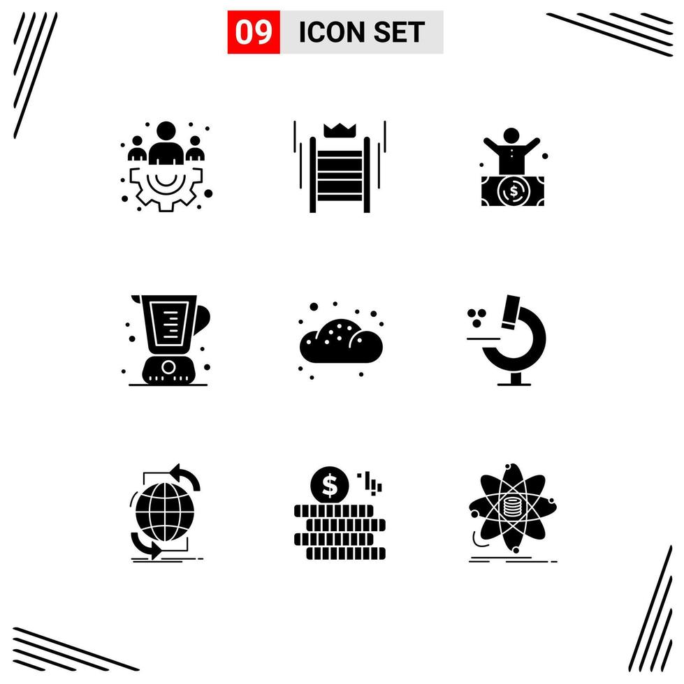 Stock Vector Icon Pack mit 9 Zeilenzeichen und Symbolen zum Messen von kochenden Milliardären, die reichhaltige editierbare Vektordesign-Elemente backen