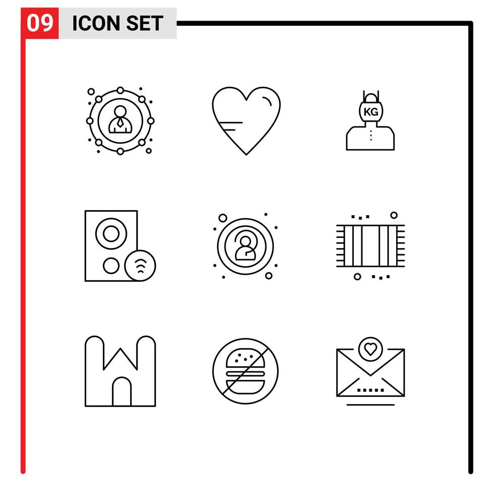 uppsättning av 9 modern ui ikoner symboler tecken för signal grej huvud enheter vikt redigerbar vektor design element