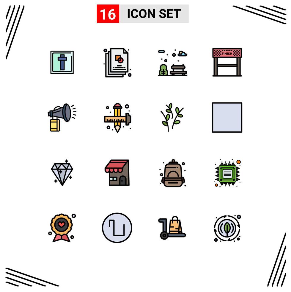 16 kreativ ikoner modern tecken och symboler av attribut mål bänk lopp linje redigerbar kreativ vektor design element