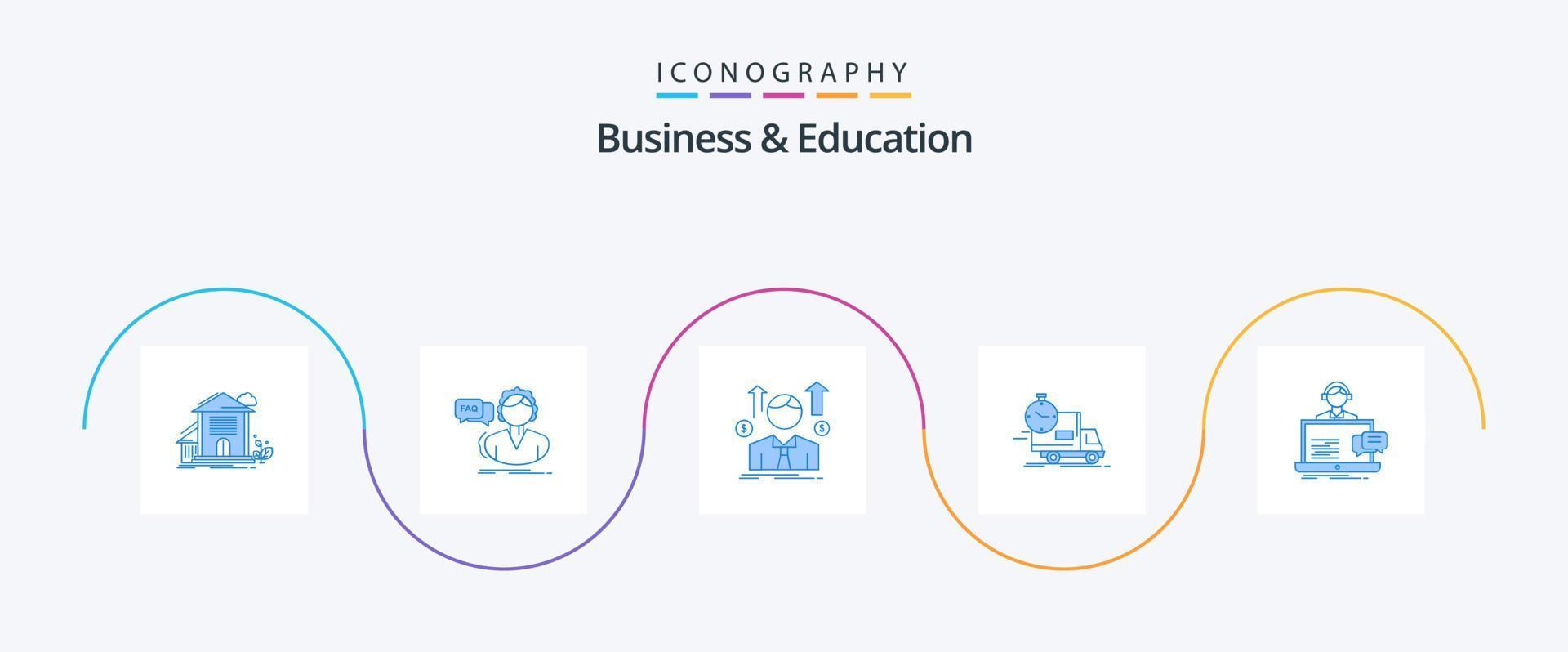 företag och utbildning blå 5 ikon packa Inklusive frakt. leverans. samråd. försäljning man. avatar vektor
