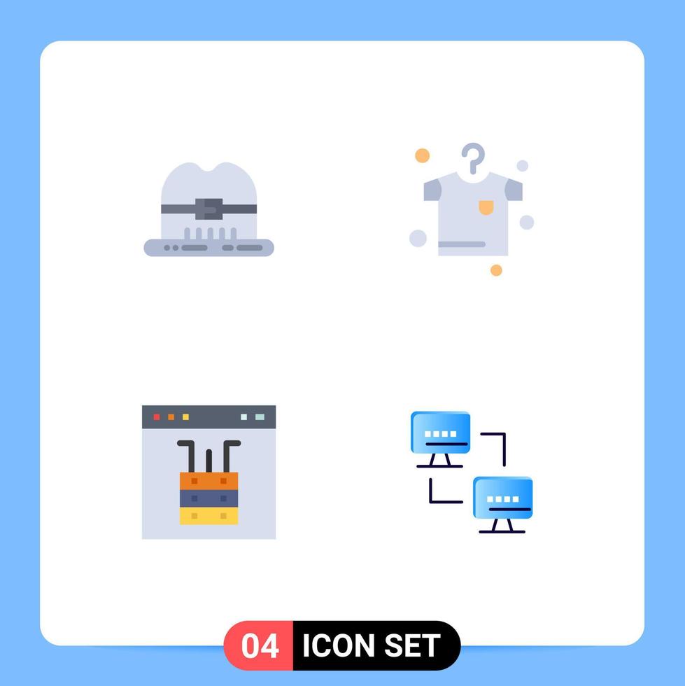 packa av 4 kreativ platt ikoner av keps sida kläder browser dator redigerbar vektor design element