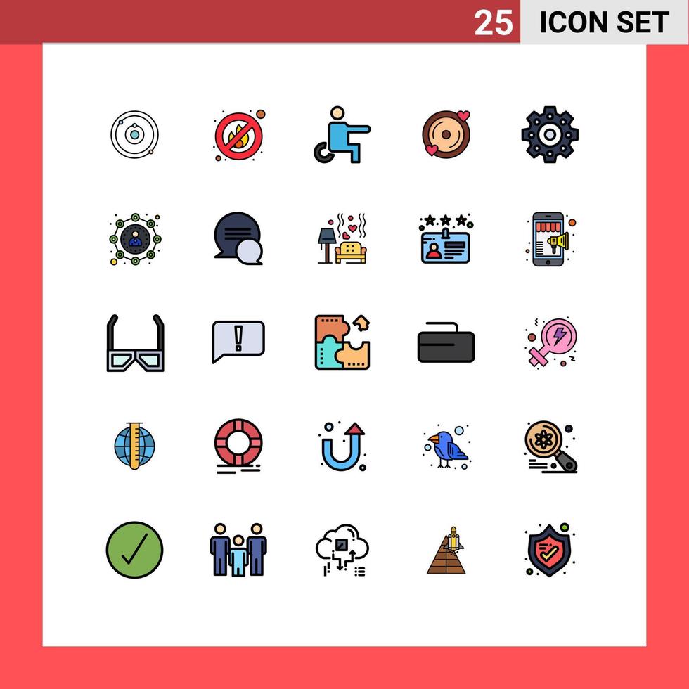 uppsättning av 25 modern ui ikoner symboler tecken för dotterbolag mekanisk handikappade bröllop kärlek redigerbar vektor design element