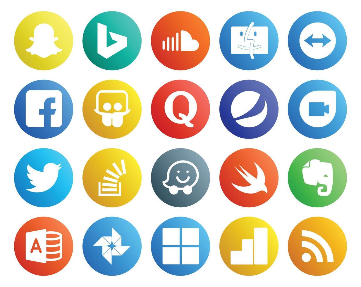 20 Social-Media-Icon-Packs, einschließlich Stockoverflow-Slideshare-Tweet-Google-Duo vektor