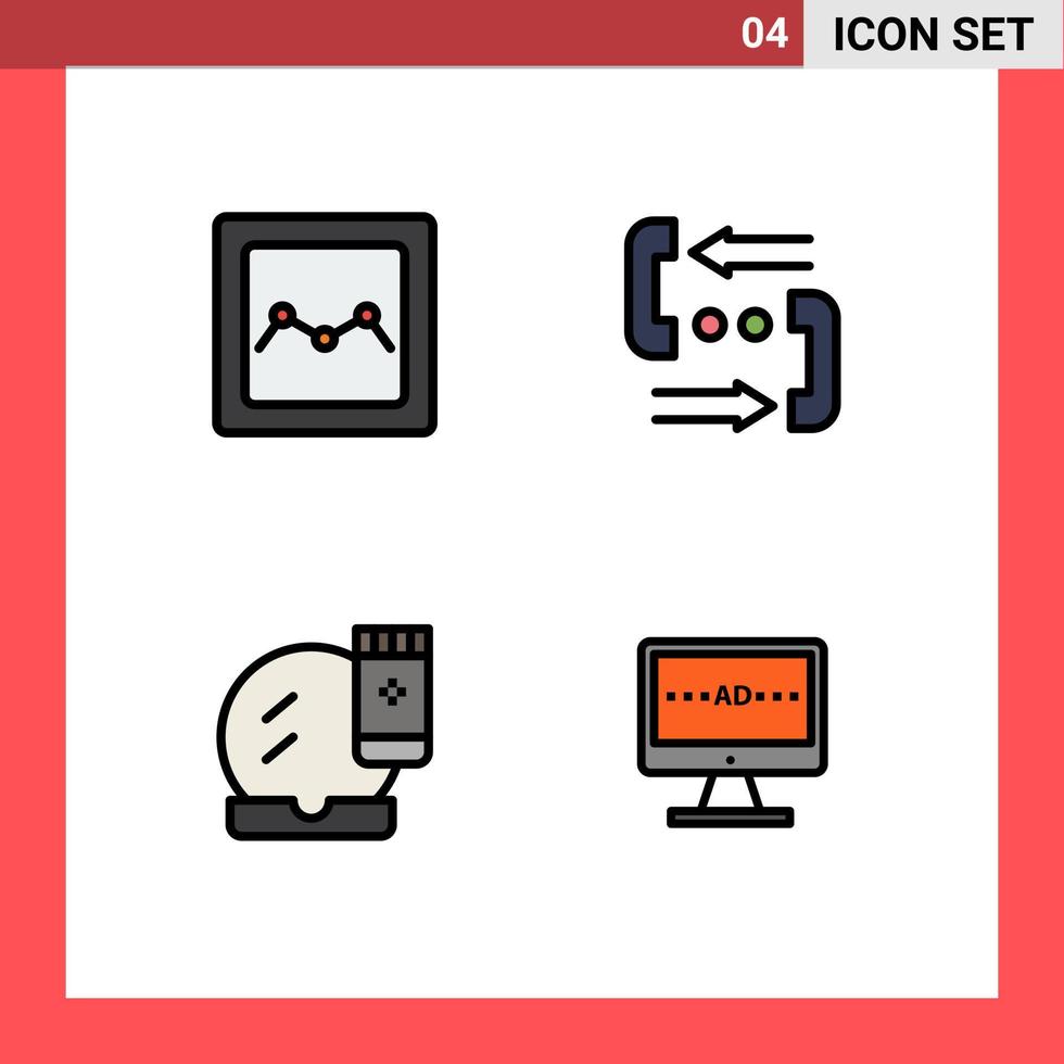 uppsättning av 4 modern ui ikoner symboler tecken för analys ansikte kompakt ring upp hjälp makeover redigerbar vektor design element