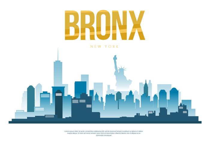 Bronx-Stadt-Skyline-Schattenbild-Vektor-Illustration vektor