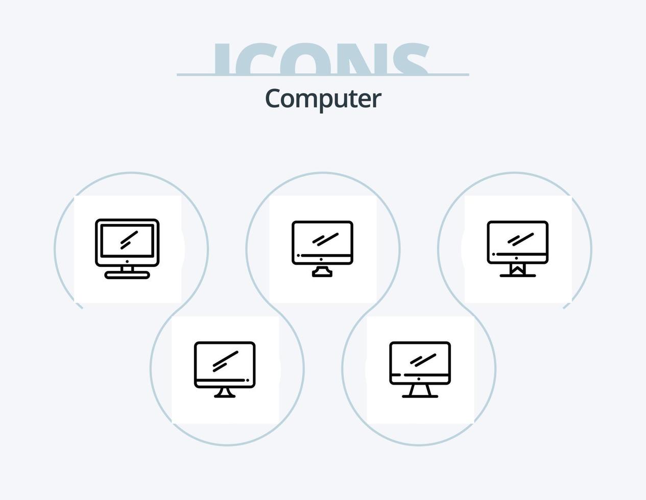 Computer-Line-Icon-Pack 5 Icon-Design. . imac. vektor