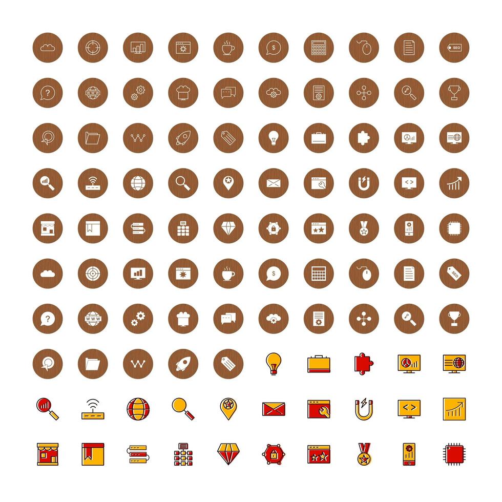 ikonuppsättning för sökmotoroptimering vektor