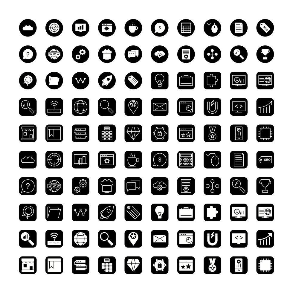 Icon-Set der Suchmaschinenoptimierung vektor