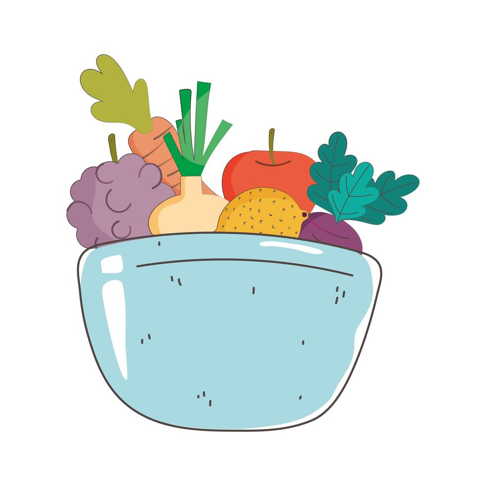 Schüssel frische Markt Bio gesunde Lebensmittel mit Obst und Gemüse vektor