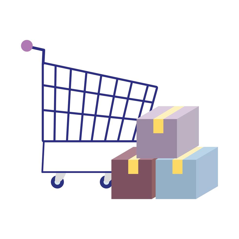 Online-Zahlung, Warenkorb-Lieferboxen, E-Commerce-Markt, mobile App vektor