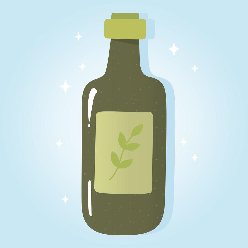 Olivenölflaschenprodukt, Lebensmitteleinkäufe vektor