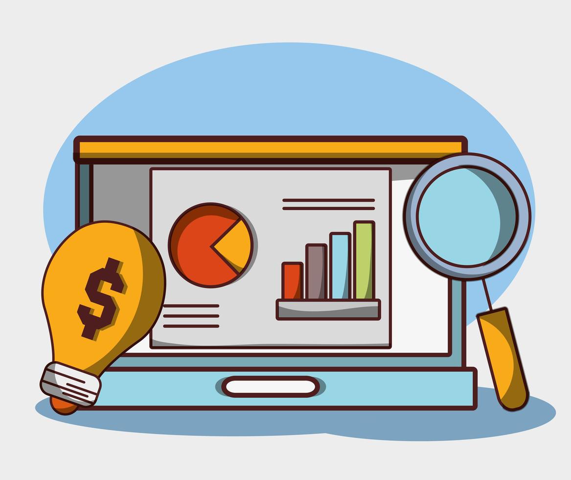 pengar företag finansiell bärbar dator rapport diagram sök kreativitet vektor