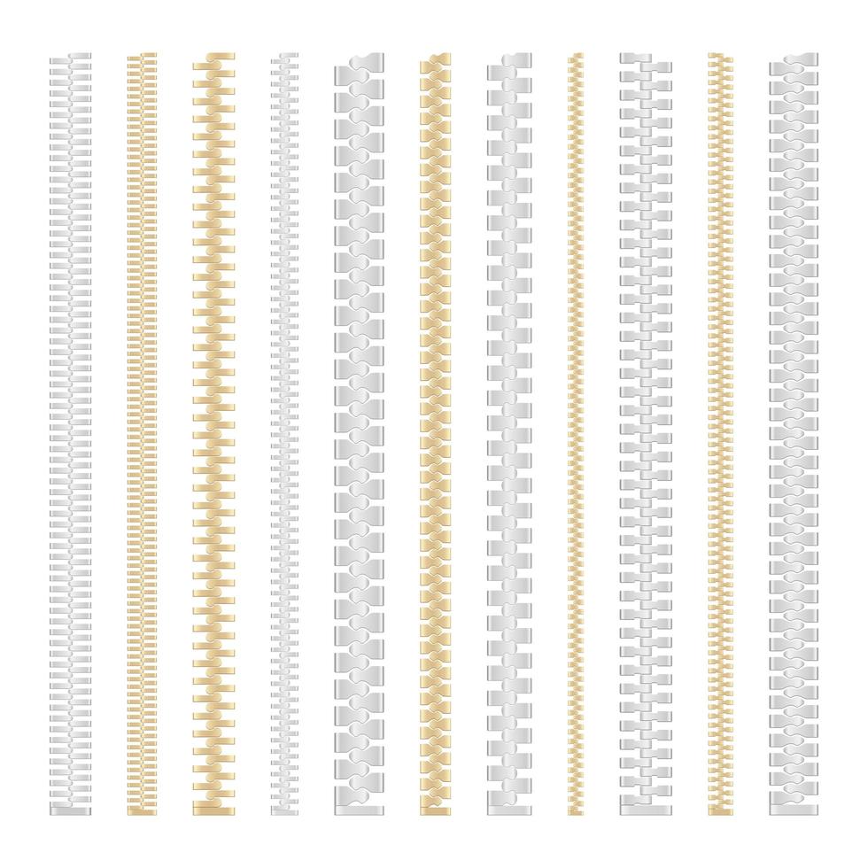 Reißverschluss-Set-Vektor-Design-Illustration lokalisiert auf weißem Hintergrund vektor