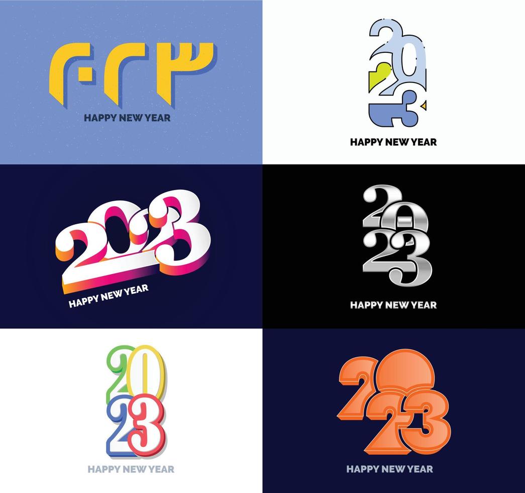 große reihe von 2023 frohes neues jahr logo text design 2023 zahlenentwurfsvorlage vektor