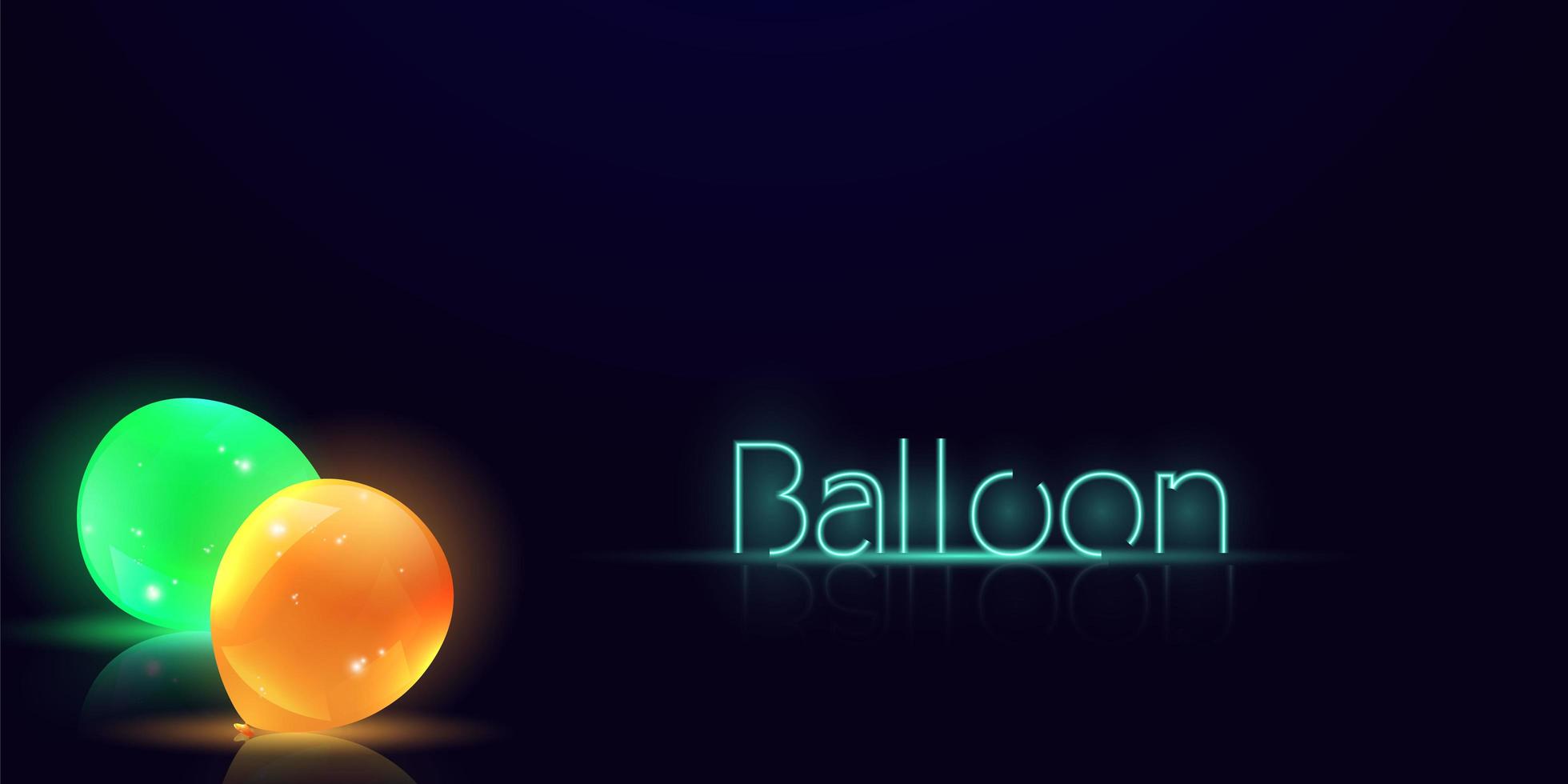 Party Ballons und Ballon Text Glow Design vektor